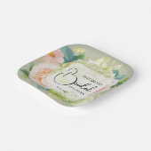 Assiettes En Carton Lavage Floral Aquarelle Vert Sauge Mariage (Angulaire)