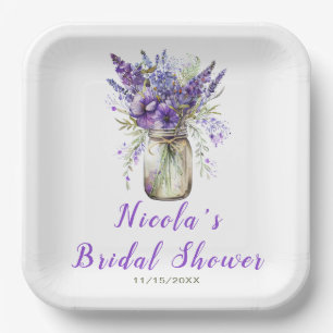 Assiettes En Carton Lavage Mariage Pot Mason en Lavande 