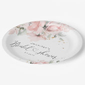 Assiettes En Carton Lavage rose élégant floral douche de mariage (Angle)