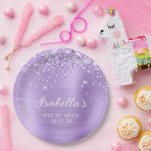 Assiettes En Carton Lavande à glacier Mis XV Años (Fête)