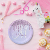 Assiettes En Carton Lavande à goutte violette métallique personnalisée (Fête)