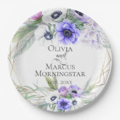 Assiettes En Carton Lavande Botanique Violet Anémonique Bouquets flora (Devant)
