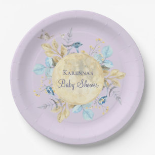 Assiettes En Carton Lavande de Lune Whimsical Baby shower pourpre