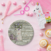 Assiettes En Carton lavande en bois blanchie rustique de ferme (Fête)