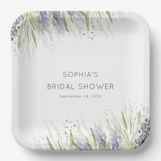 Assiettes En Carton Lavande et Fête des mariées de sage rustique (Recto)