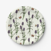 Assiettes En Carton Lavande et papillons sur blanc (Devant)