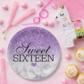 Assiettes En Carton Lavande Faux Parties scintillant/Marbre Sweet 16 (Fête)