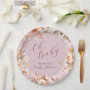 Assiettes En Carton Lavande Vintage Floral Automne Oh Baby Shower