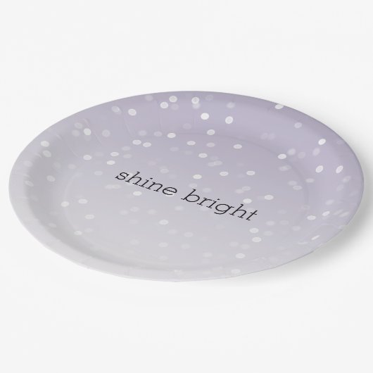 Assiettes En Carton Lavande violet blanc Bokeh Confetti (Angle)