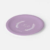 Assiettes En Carton Lavande violet Botanique Mariage de monogramme flo (Angle)
