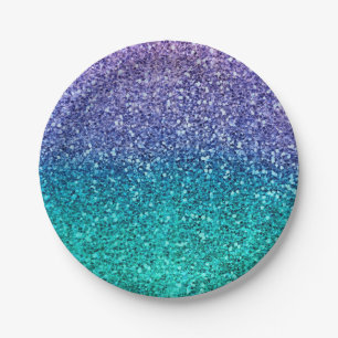 Assiettes En Carton Lavande violet et Turquoise Aqua Green Sparkly Par