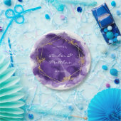 Assiettes En Carton Lavande violette et Mariage d'aquarelle or (Fête)