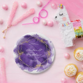 Assiettes En Carton Lavande violette et Mariage d'aquarelle or (Fête)