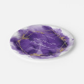 Assiettes En Carton Lavande violette et Mariage d'aquarelle or (Angle)