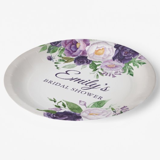 Assiettes En Carton Lavande violette verte Fête des mariées gris (Angle)