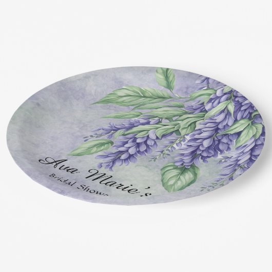 Assiettes En Carton Lavande Wisteria Fleurs Fête des mariées en marbre (Angle)