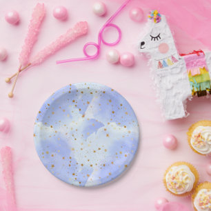 Assiettes En Carton Lavendar Golden Star Motif