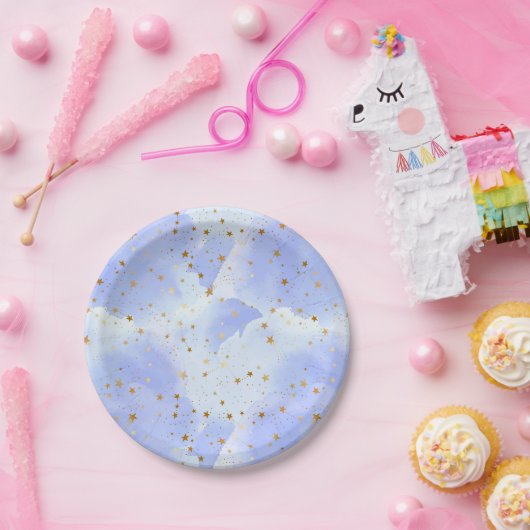 Assiettes En Carton Lavendar Golden Star Motif (Fête)