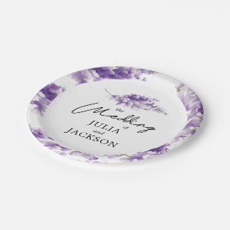 Assiettes En Carton Lavender Aquarelle Mariage Élégant Personnalisé