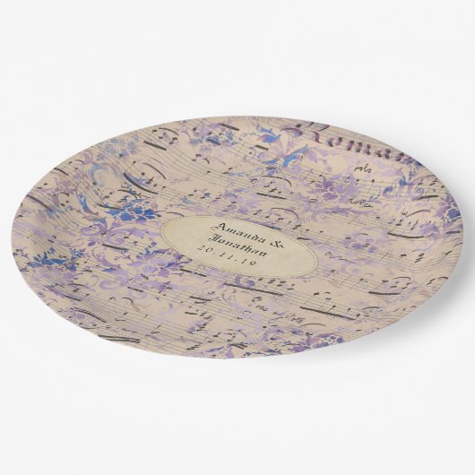 Assiettes En Carton Lavender Ephemera Music Notes Mariage (Angle)
