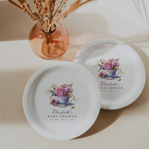 Assiettes En Carton Lavender Floral Tea Cup Baby Tea Party Baby shower
