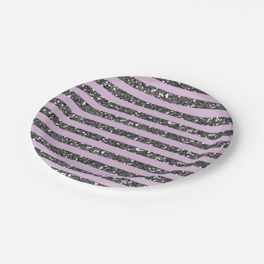 Assiettes En Carton Lavender Lilac Purple Silver Parties scintillant S (Angle)