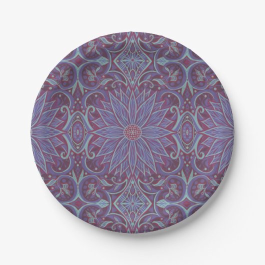 Assiettes En Carton Lavender Lotus Floral Arabesque Motif (Devant)