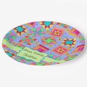 Assiettes En Carton Lavender Patchwork Quilt Nom du bloc Joyeux annive (Angle)