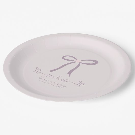 Assiettes En Carton Lavender Pink Bow Graduation Party (Angle)