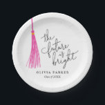 Assiettes En Carton L'Avenir Est Un Grand Jeu De Pink Tassel<br><div class="desc">Plaques de papier pour la fête de remise des diplômes modernes et amusantes,  avec une citation inspirante qui dit "l'avenir est brillant" dans un design de typographie avec un goût rose.</div>