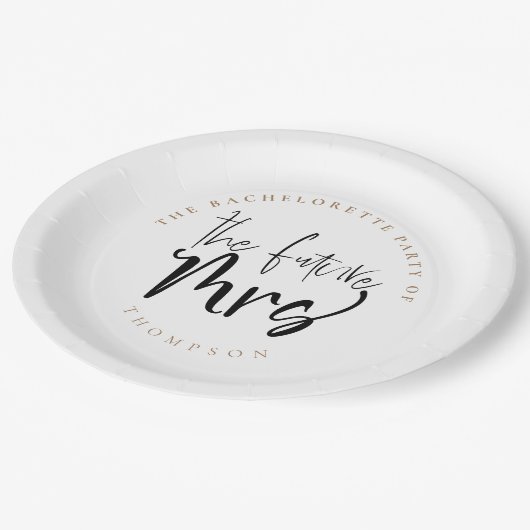 Assiettes En Carton L'avenir Mme Mariée Nom Script Bachelorette (Angle)