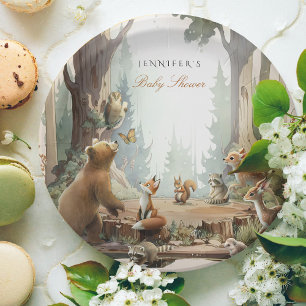 Assiettes En Carton L'aventure attend le Baby shower des bois