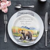 Assiettes En Carton L'aventure attend un ourson avec baby shower maman