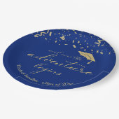 Assiettes En Carton L'aventure commence Gold Foil Blue Grad Party (Angle)