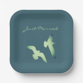 Assiettes En Carton LavishlyOn Élégant Script Juste Marié Seagulles (Recto)