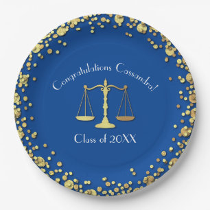 Assiettes En Carton Lawyer Law School Blue Gold Graduation Party