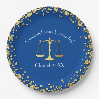 Assiettes En Carton Lawyer Law School Blue Gold Graduation Party