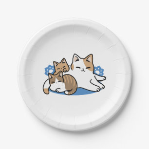 Assiettes En Carton Laze Furr Days - Cute Lazy Cats Design