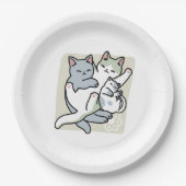 Assiettes En Carton Laze Furr Days - Cute Lazy Cats Design (Devant)