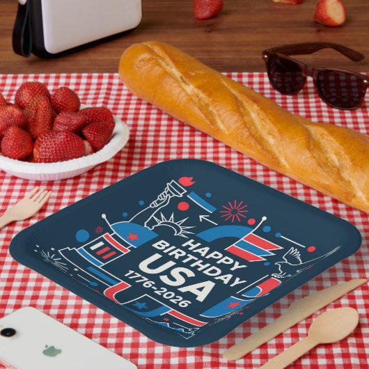 Assiettes En Carton Le 250e anniversaire de l'Amérique (Pique-nique)
