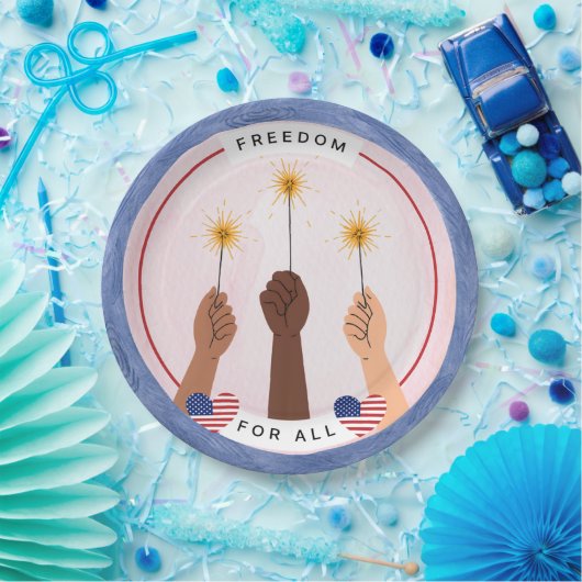 Assiettes En Carton Le 4 juillet inclusif - Liberté pour tous (Fête)