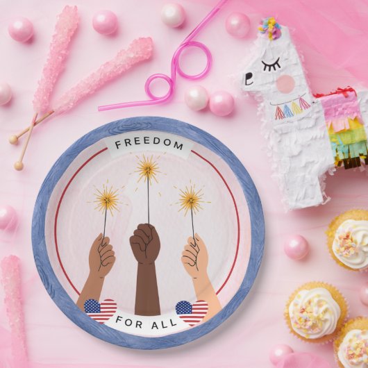 Assiettes En Carton Le 4 juillet inclusif - Liberté pour tous (Fête)