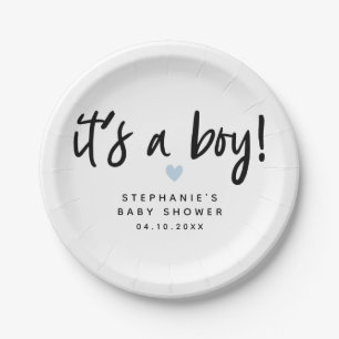 Assiettes En Carton Le baby shower bleu de coeur c'est un garçon