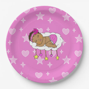 Assiettes En Carton Le Baby shower de la fille Magenta