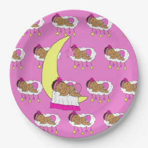 Assiettes En Carton Le Baby shower de la fille Magenta