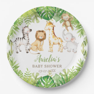 Assiettes En Carton Le Baby shower des animaux de la forêt de Safari 