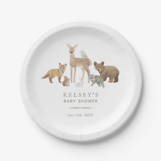 Assiettes En Carton Le Baby shower des animaux des bois (Devant)