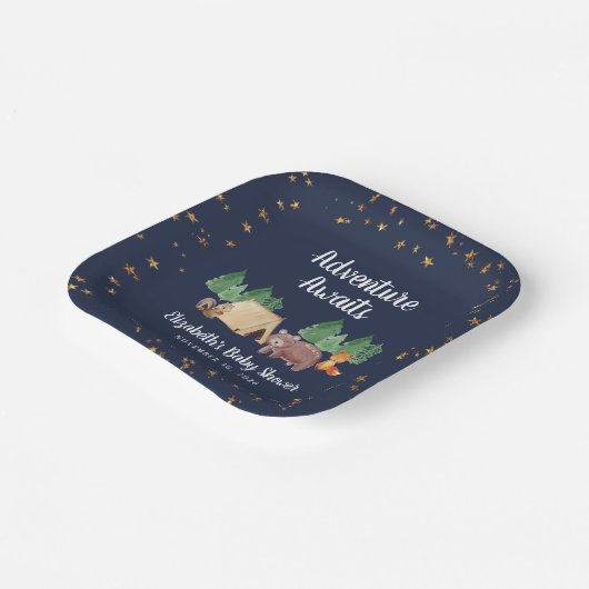 Assiettes En Carton Le Baby shower des animaux des bois (Angulaire)