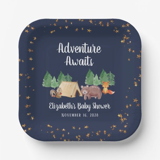 Assiettes En Carton Le Baby shower des animaux des bois (Recto)
