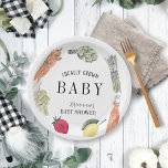 Assiettes En Carton Le Baby shower des fermiers cultivés localement<br><div class="desc">Cette mignonne plaque de papier baby shower "bébé cultivé localement" sans distinction de sexe de l'agriculteur présente un arrière - plan blanc avec des légumes et des fruits en aquarelle. Personnalisez-vous pour répondre à vos besoins. Vous pouvez trouver des produits correspondants dans mon magasin.</div>